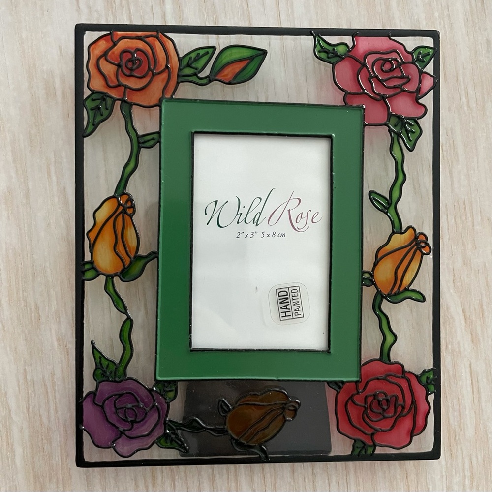 Wild rose hand painted picture frame